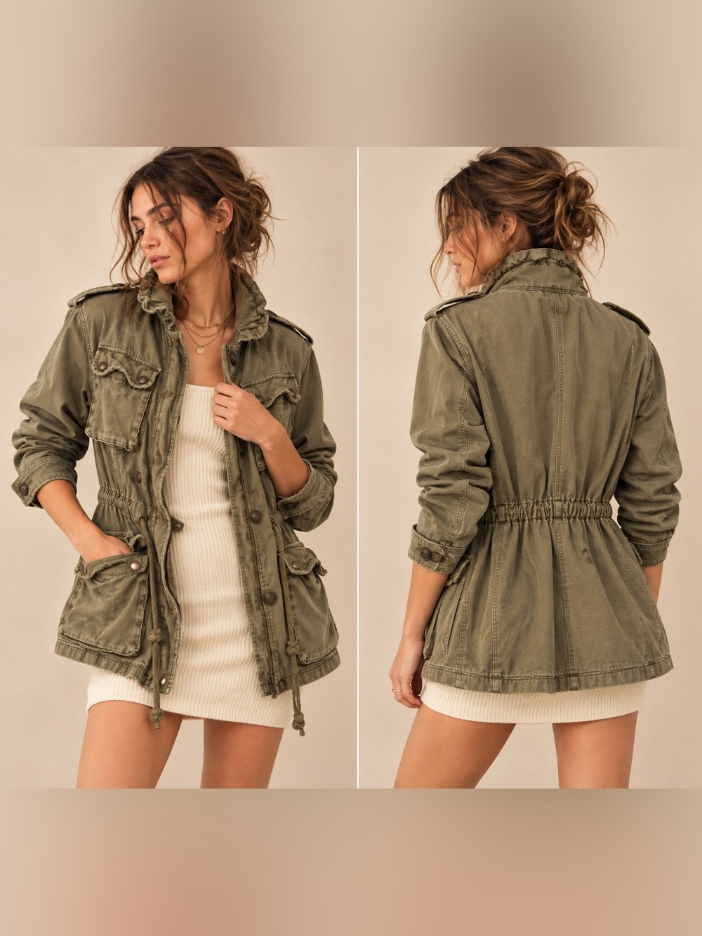 Free People Not Your Brother's Surplus Jacket XS Olive Military Utility Cargo